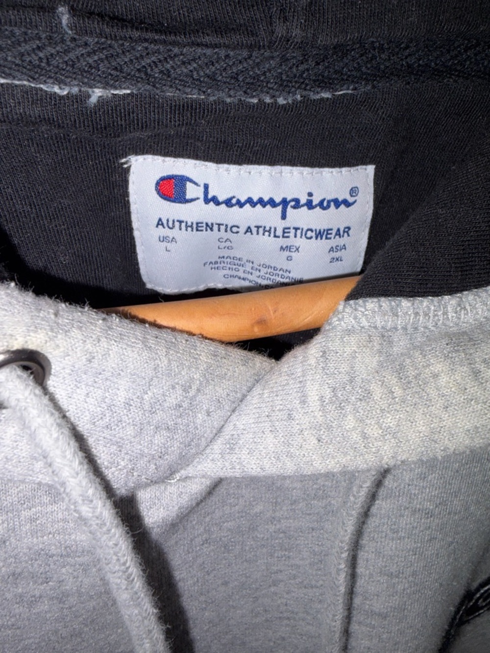 Champion Light Heather Gray Pullover Hoodie with Script Logo - Picture 2 of 3